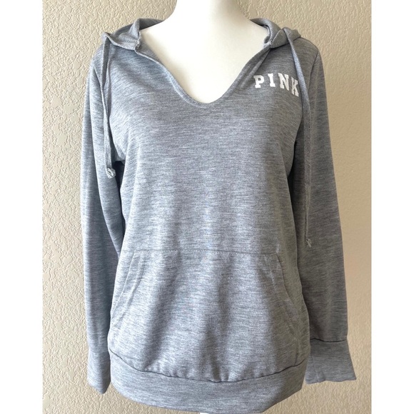 VS Pink V-Neck Grey Hoodie - M - Picture 1 of 3